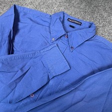 Port Authority Mens Blue Long Sleeve Button Down Shirt Large Pocket Solid