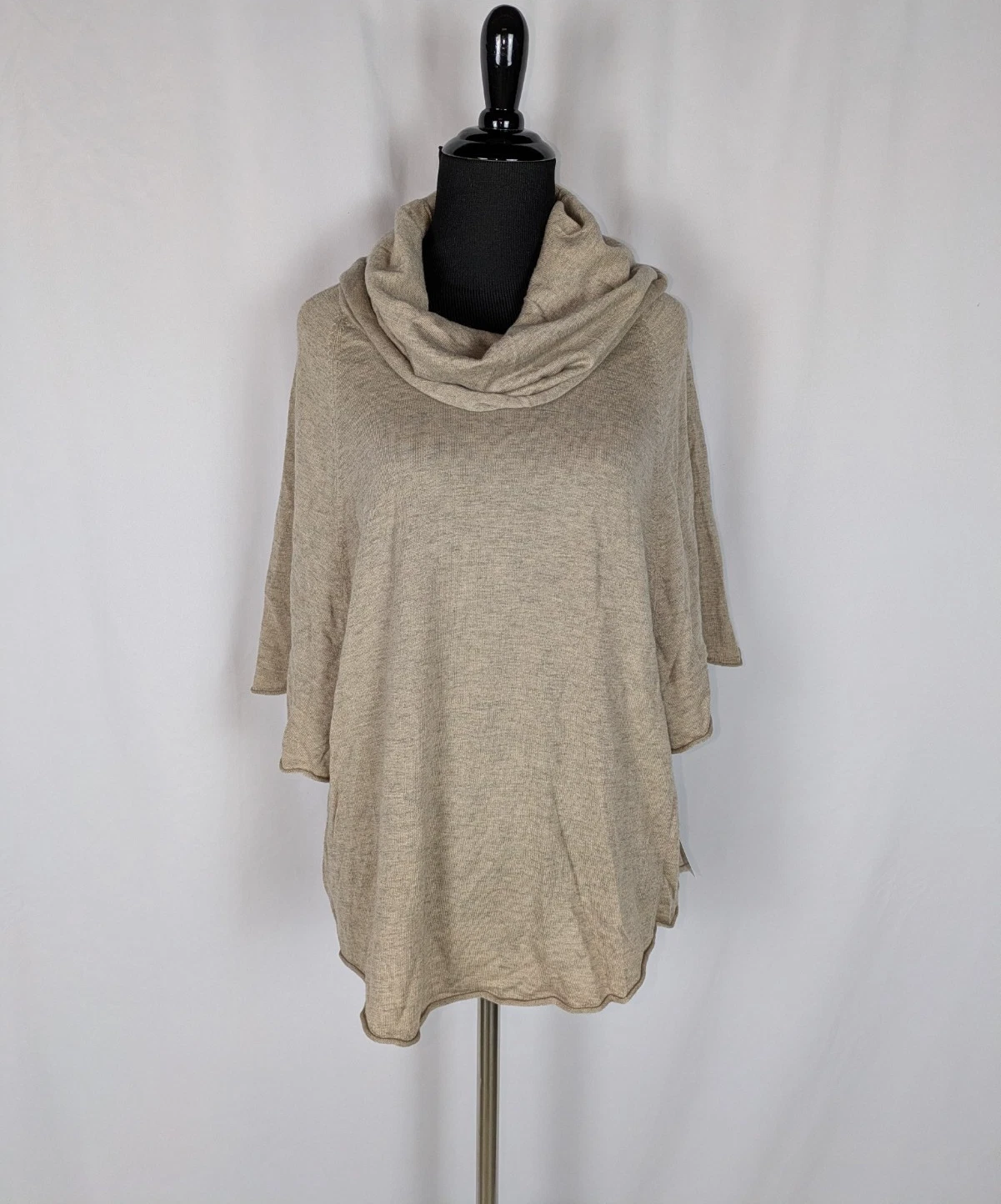 NWT Joie Poncho Sweater XS Women's Beige Cowl Neck 3/4 Sleeve Wool Cashmere