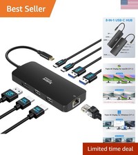 8 in 1 USB C Dock with Dual HDMI  100W Charging - Perfect for Windows Users