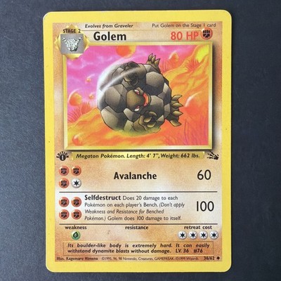 Golem 36/62 Fossil Regular 1st Edition Pokémon TCG Card - Fast Shipping