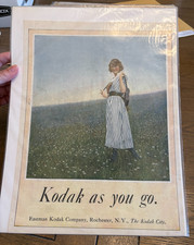 Antique 1920's Kodak Advertisment Page Kodak at You Go Wall Art Decor Stripes