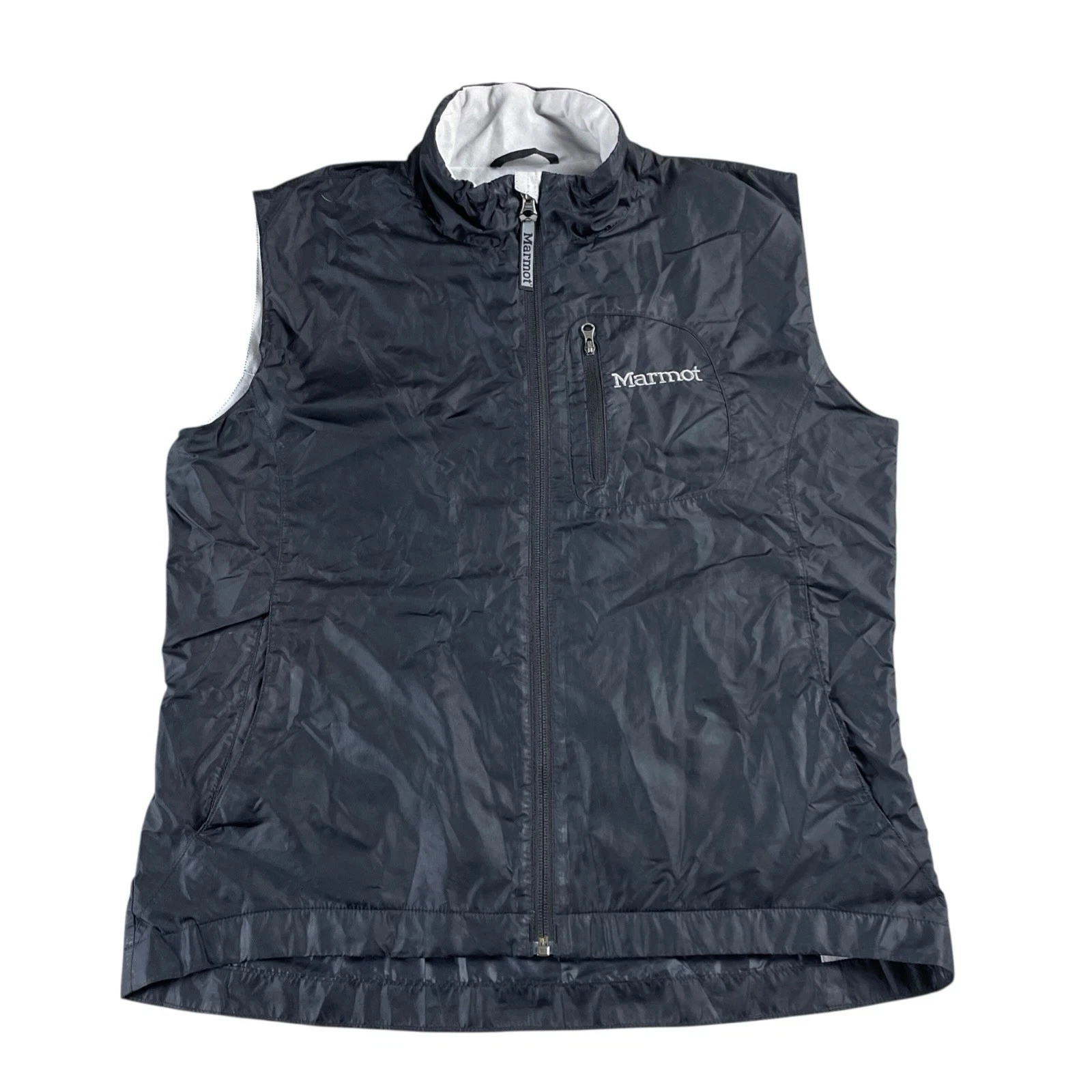 Marmot Fleece Lined Lightweight Windbreaker Vest Men's Medium Packable Blue