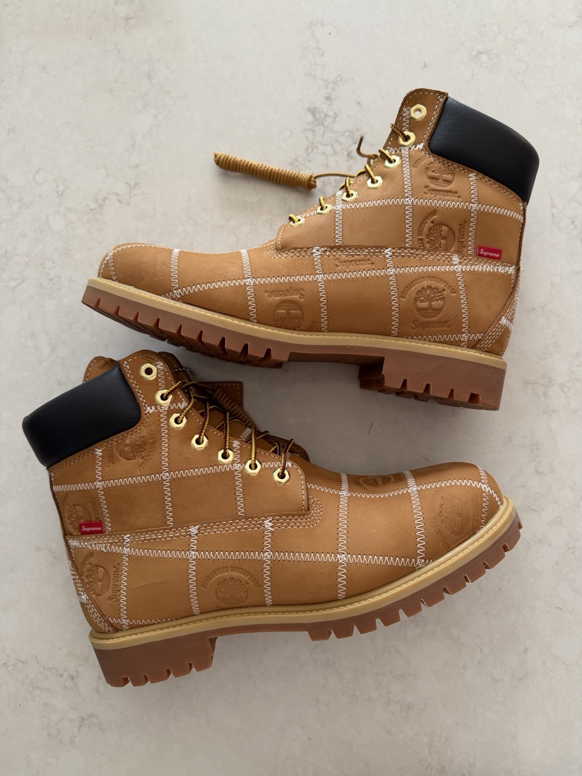 Size 10.5 - Supreme FW25 Timberland Patchwork 6” Premium Boot Wheat NEW IN HAND image 2