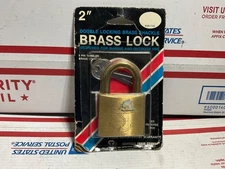 Vintage CAMPBELL Chain Co. Brass Padlock Anchor Engraving - New Old Stock 2 Keys