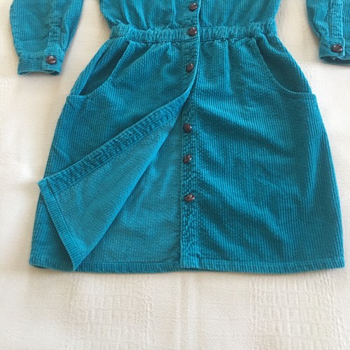 Fads Corduroy Midi Shirt Dress Size Medium Teal 100% Cotton Western Boho - Picture 12 of 22