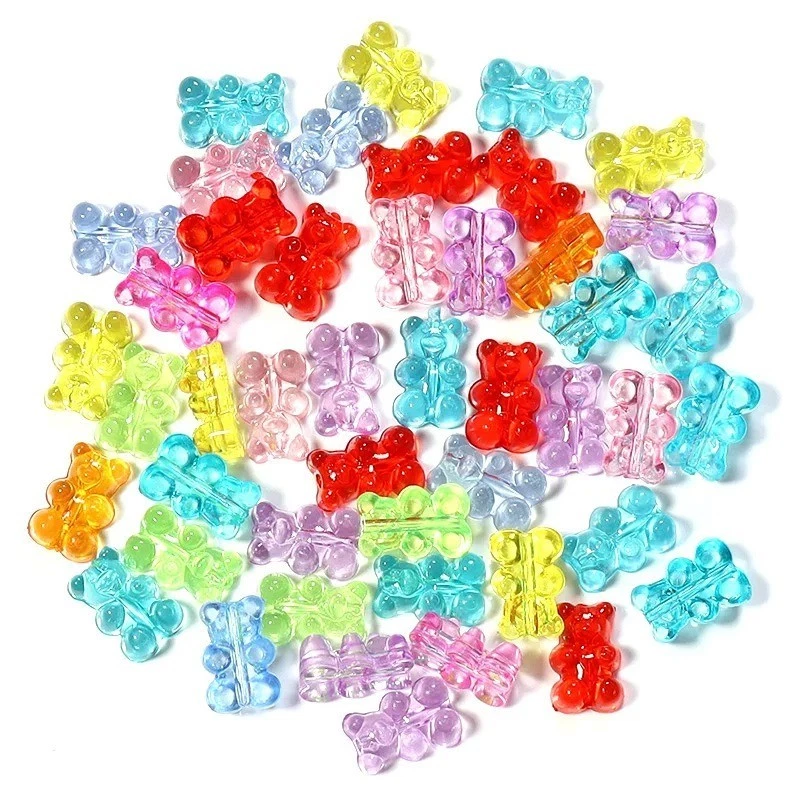 50pcs Gummy Teddy Bear Acrylic 3D Beads Sweet DIY Jewellery Making Accessories - Image 2 of 4
