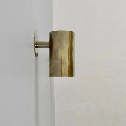 Wall Sconce Cylinder Shape Light Full Antique Raw Brass Italian - Picture 3 of 7