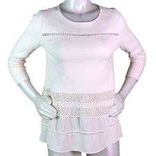 THE LOFT OFF WHITE SWEATER w/ CHIFFON LAYER
