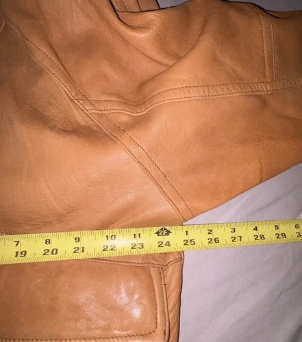 Vtg 90s Georgetown Leather Design Bomber Jacket Mens Large Tan Brown YKK Heavy image 21