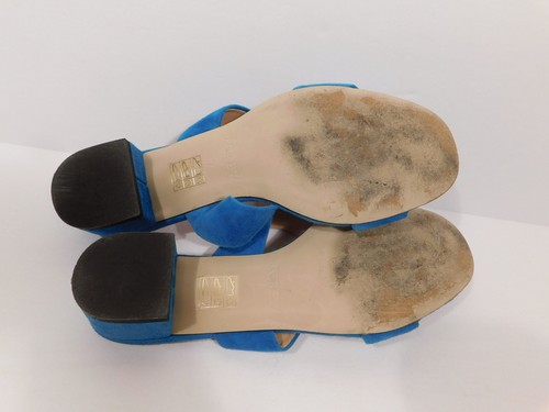 J CREW Women's Turquoise Blue Suede Slide Open Toe Sandal Shoe Sz 7 - Picture 6 of 7
