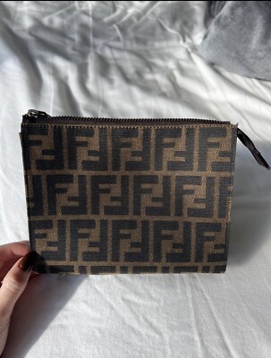 Vintage Fendi Zucca Cosmetic Makeup Bag Case