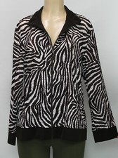  99 Chico's Women's Zebra Roberto Jacket Stretch Long Sleeve Brown Size 3
