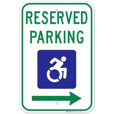 New York Handicap Parking Sign, Reserved Parking With Right Arrow, New Icon,