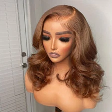Short Brown Wave Wig 13x4 Lace Front Body Wave Human Hair Wig Pre Plucked Wigs