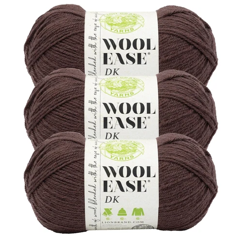(3 Pack) Lion Brand Yarn 636-122AA Wool-Ease DK Soft Yarn for Crochet, Hickory - product listing photo