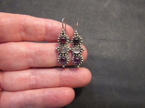 sterling silver gemstone earrings amethyst moon stone