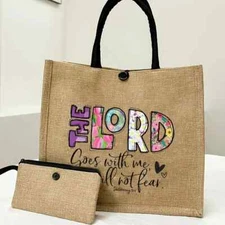 Tote Nylon Tote Bag with Matching Cosmetic Pouch, Christian Inspirational Quote