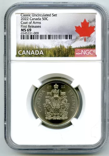 2022 CANADA 50 CENT HALF DOLLAR NGC MS69 FIRST RELEASES TOP GRADED SUPER RARE !!