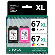 67XL Ink Cartridges for HP 67 Ink Deskjet 2755 4155e 2720e Envy 6010 6055 6020e