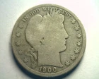 1900 BARBER HALF DOLLAR ABOUT GOOD / GOOD AG/G NICE ORIGINAL COIN BOBS COINS