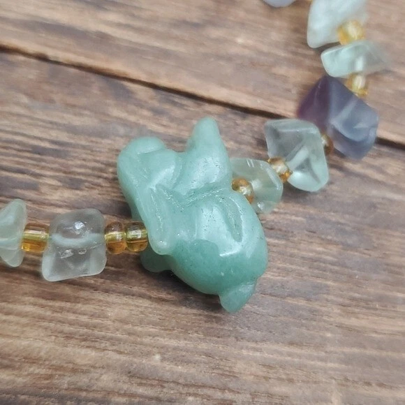 Brazalete espíritu conejito piedras preciosas naturales jade tallado a mano nativo americano B0139 Foto 3 de 4