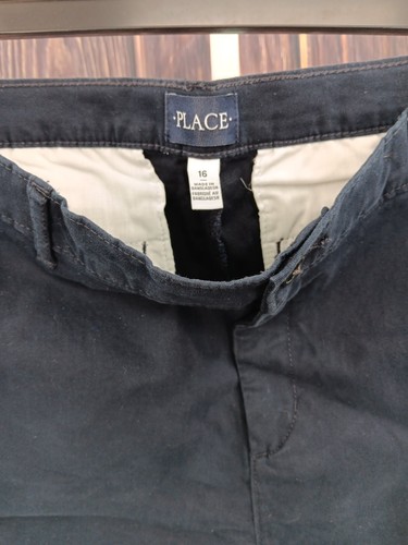 NEW Childrens' Place Boy Navy Blue Khaki Shorts Size 16 Adjust Waist AC1 - Picture 3 of 4