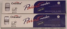 Overseas Permanent Paint Pens White Markers - 2 Packs of 2 Pens (4 Total)