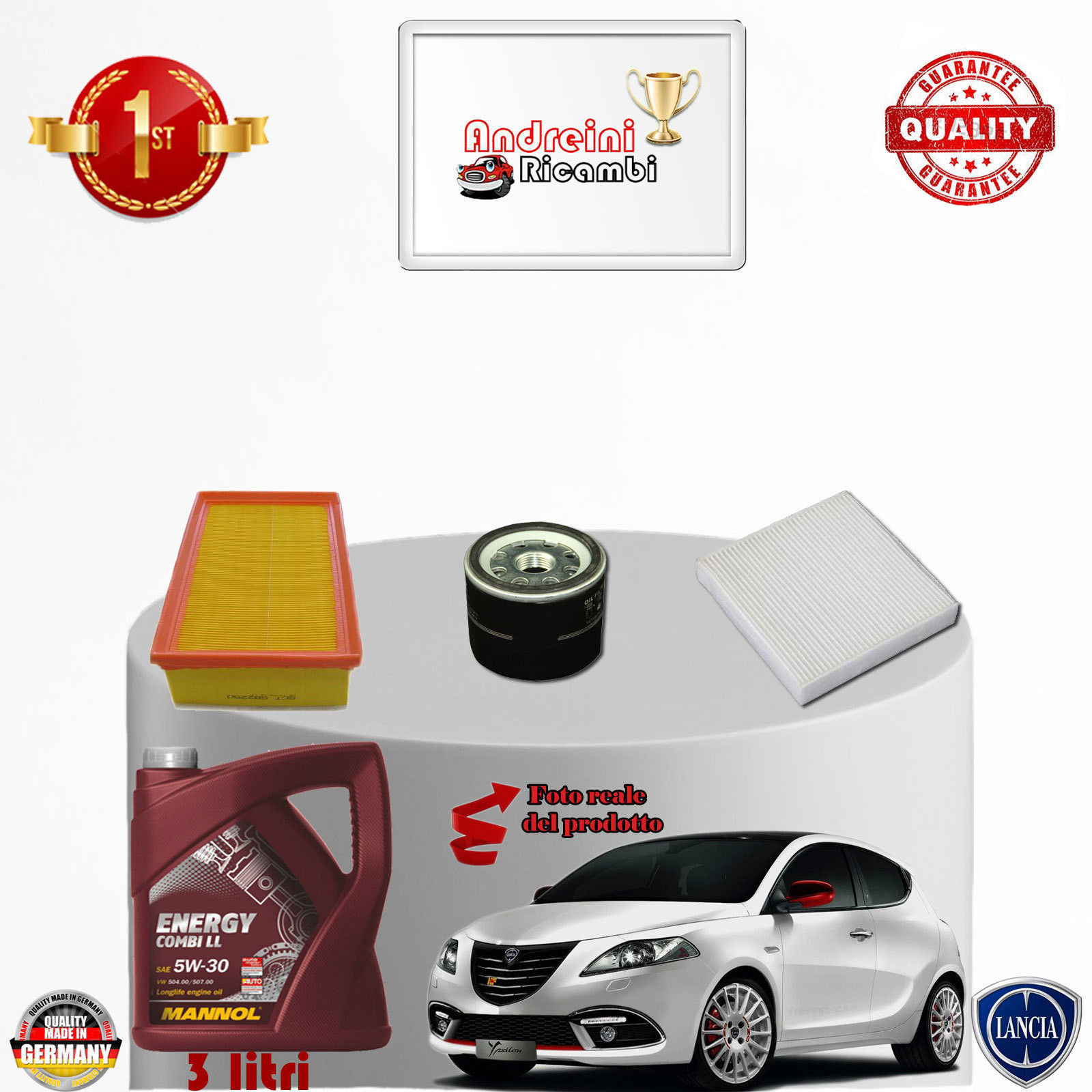 KIT TAGLIANDO FILTRI + OLIO LANCIA YPSILON II 1.2 8V 51KW 69CV DAL 2010 -> 2011