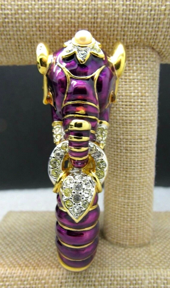 Kenneth J Lane KJL PÚRPURA Esmalte Estrás Elefante Brazalete Pulsera Libro PIEZA Foto 4 de 4
