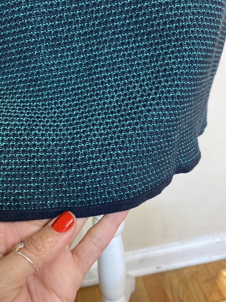 COS Sweater Dress XS Raised Textured Knit Short Sleeve Knee Length Green /  Navy | eBay