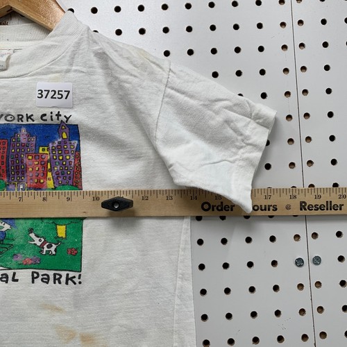 VTG New York Central Park Art Tee Youth Medium White Single Stitch USA 14x17 - Picture 10 of 12