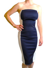 asos Dress Size 4 Black & White Strapless Stretchy Silhouette Bombshell NWT