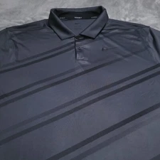 Nike Dri Fit Black Golf XL Performance Embroidered Polo Striped