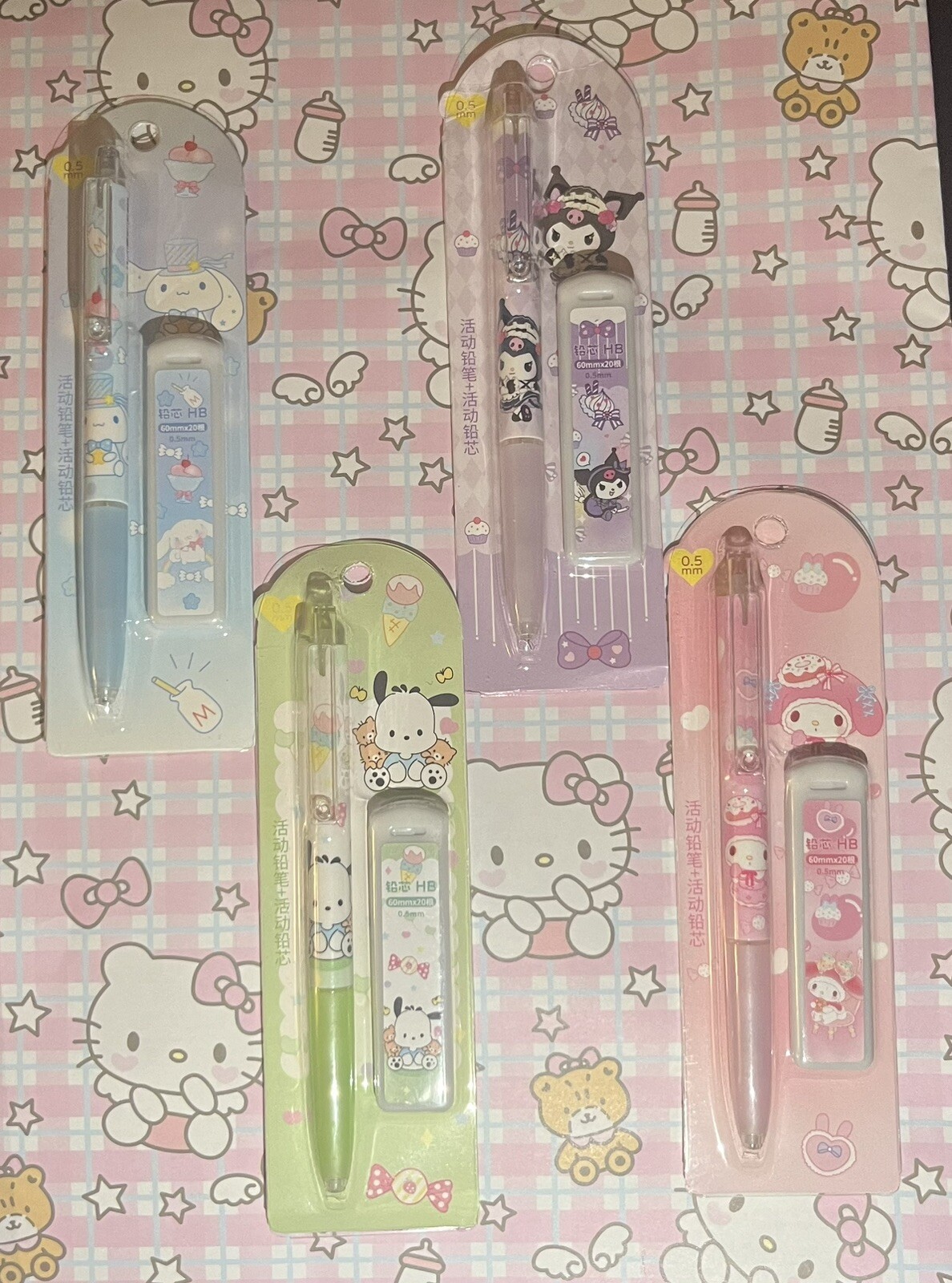 Sanrio Themed Mechanical Pencil Set Kawaii Pochacco Cinamoroll My Melody Kuromi