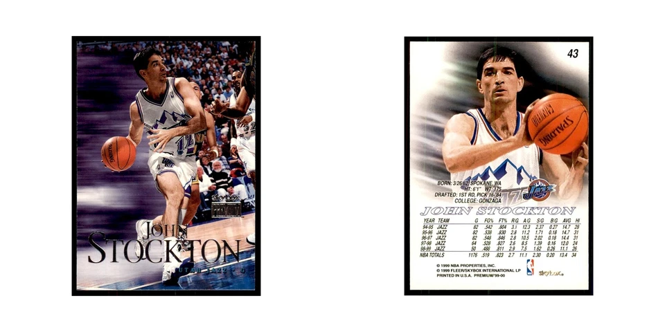 1999 SkyBox Premium John Stockton Basketball Cards #43 - Image 3 of 3