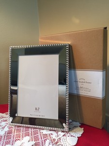 Pottery Barn Silver Plated Beaded Frame Displays 5 X 7 Photo Nib