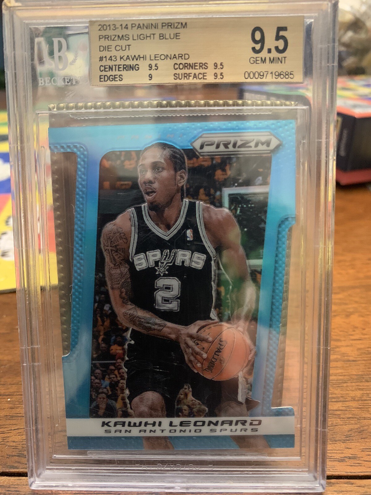 2013 Prizm #143 Kawhi Leonard Light Blue Prizm /199 BGS 9.5 Gem Mint SP