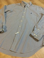 Ralph Lauren Men's Blue White Striped ClassicFit LS Button Down Shirt 16 34/35