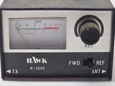 Hawk H-3000 SWR 10 Watt SWR/RF Power Meter Wattmeter CB/10 Meter Radio - TESTED