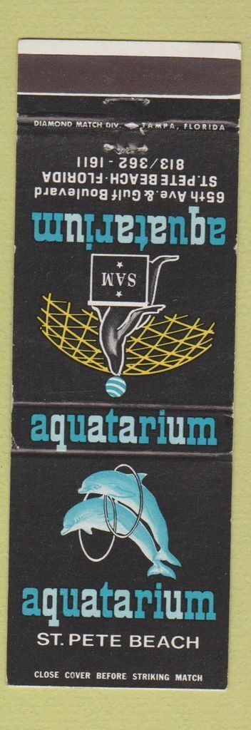 Vintage Matchbook Cover - Aquatarium St Petersburg Beach Dolphins & Seals