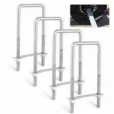 4PCS Square U Bolts with Frame Plates and Nuts 3/8'' X 3'' X 7'' Stainless Steel