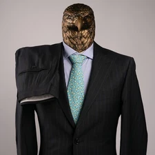 NWT $3150 PATRICK HELLMANN Pure Wool Striped Peak Lapel Suit Blue 38US/48IT LONG