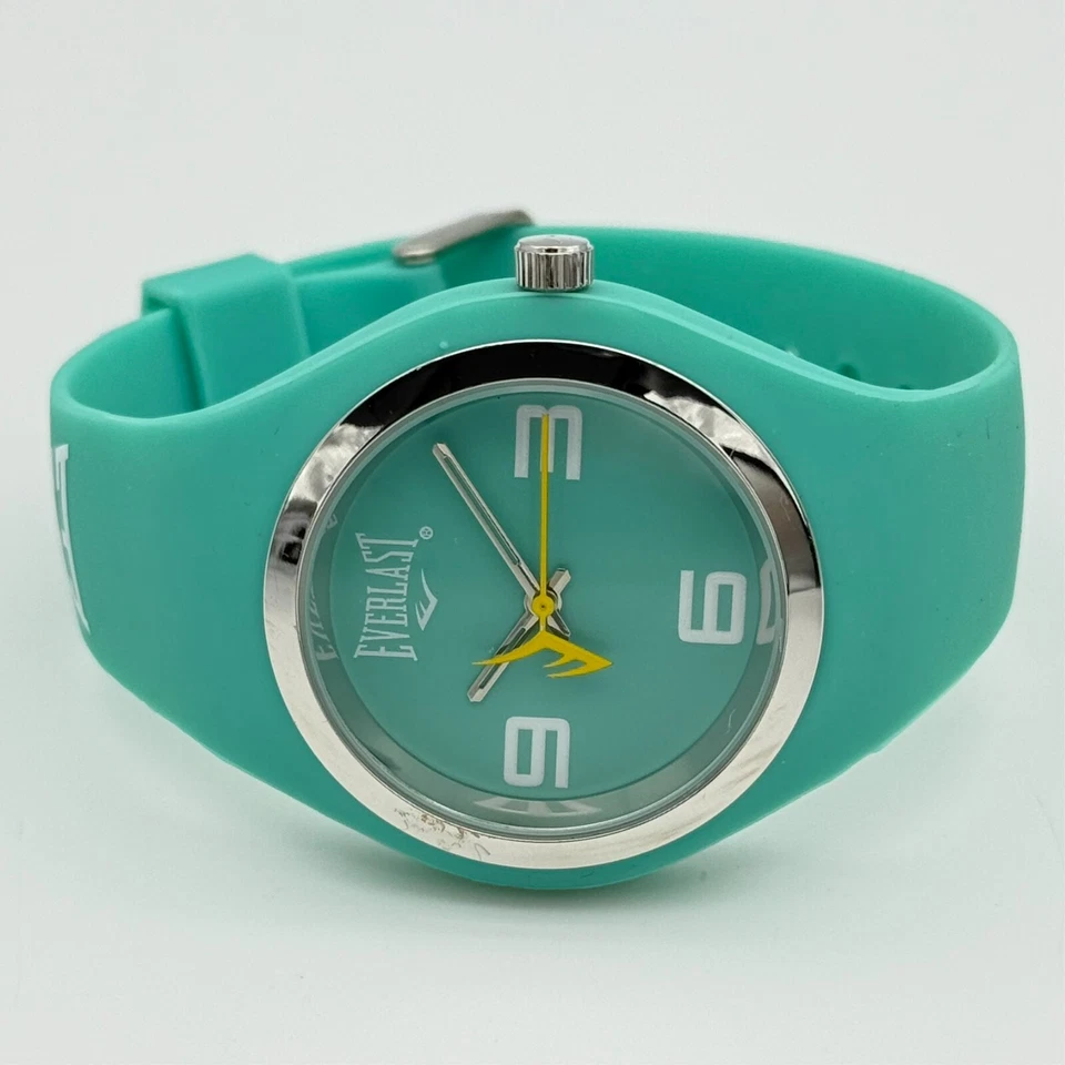 Unisex EVERLAST Round Silicone Blue/Green Quartz Sport Watch, Silver Bezel, 41mm - Image 3 of 4