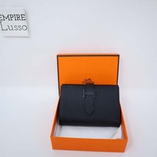 Hermes Bearn Combine Tri-Fold Compact Wallet Black Palladium Hardware Epsom