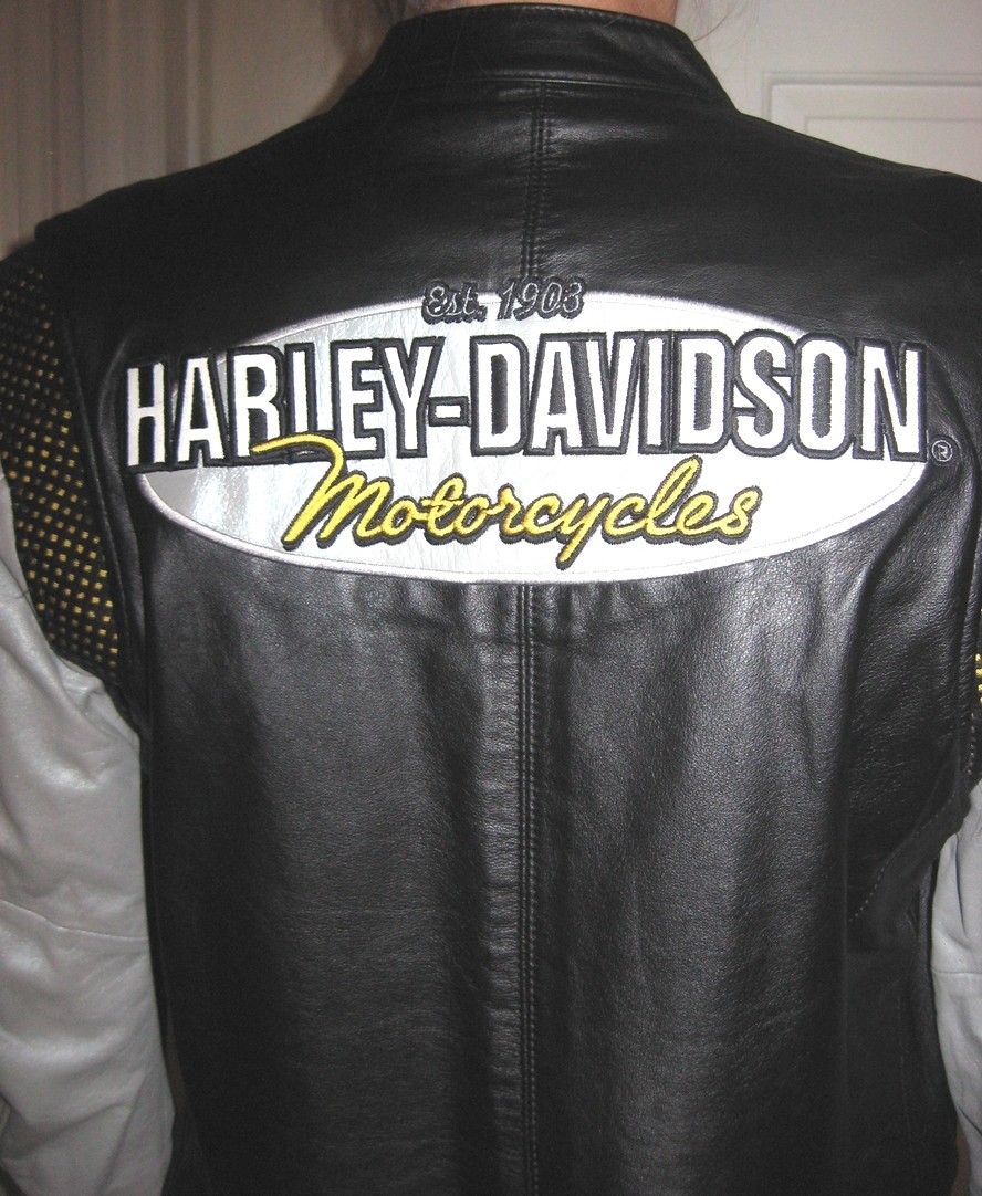 Harley Davidson SMALL Leather Jacket Silver Sleeves Harley Davidson SMALL Leather Jacket Silver Sleeves