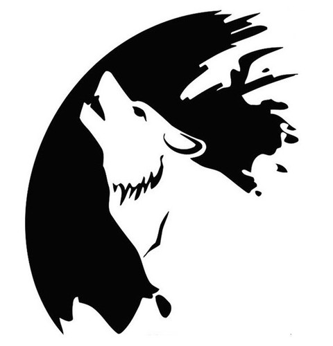 Autoaufkleber 'Heulender Wolf Vor Mond' - Dunkelgrau, Wetterfest, Konturgeschnitten Für Heckscheibe & Mehr