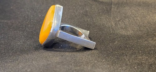 Sterlingsilber (925) Ostseeeigelb Bernstein Ring - Quadratisches Band - Größe 7,25 - Bild 11 von 16