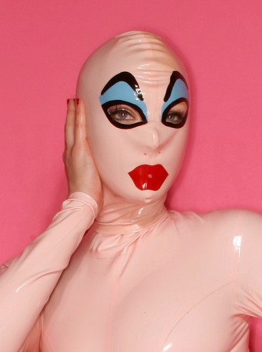 Anime Augen Latex Kapuze Drama Cosplay Dienstmädchen Gummi Maske Clubwear Fetisch Kostüm USA - Bild 2 von 14