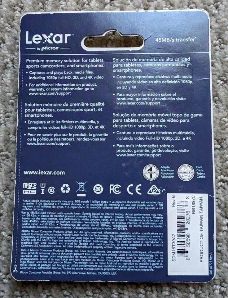 LEXAR - 16GB microSDHC UHS-I Memory Card - 2 cards - Class 10 - Image 2 of 2