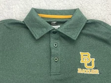 Baylor University Bears Polo Shirt Mens M Green Yellow Embroidered Short Sleeve